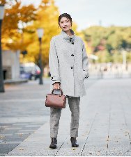 K2UAD05169 a.v.v(アー・ヴェ・ヴェ) スタンドカラーミディコート ボルドー