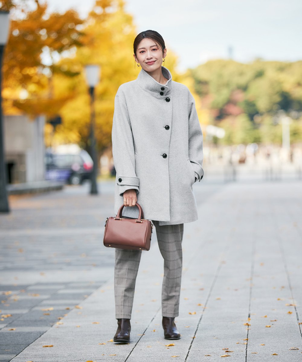 K2UAD05169 a.v.v(アー・ヴェ・ヴェ) スタンドカラーミディコート ボルドー