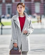 K2UAD05169 a.v.v(アー・ヴェ・ヴェ) スタンドカラーミディコート ボルドー