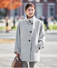 K2UAD05169 a.v.v(アー・ヴェ・ヴェ) スタンドカラーミディコート ライトグレー