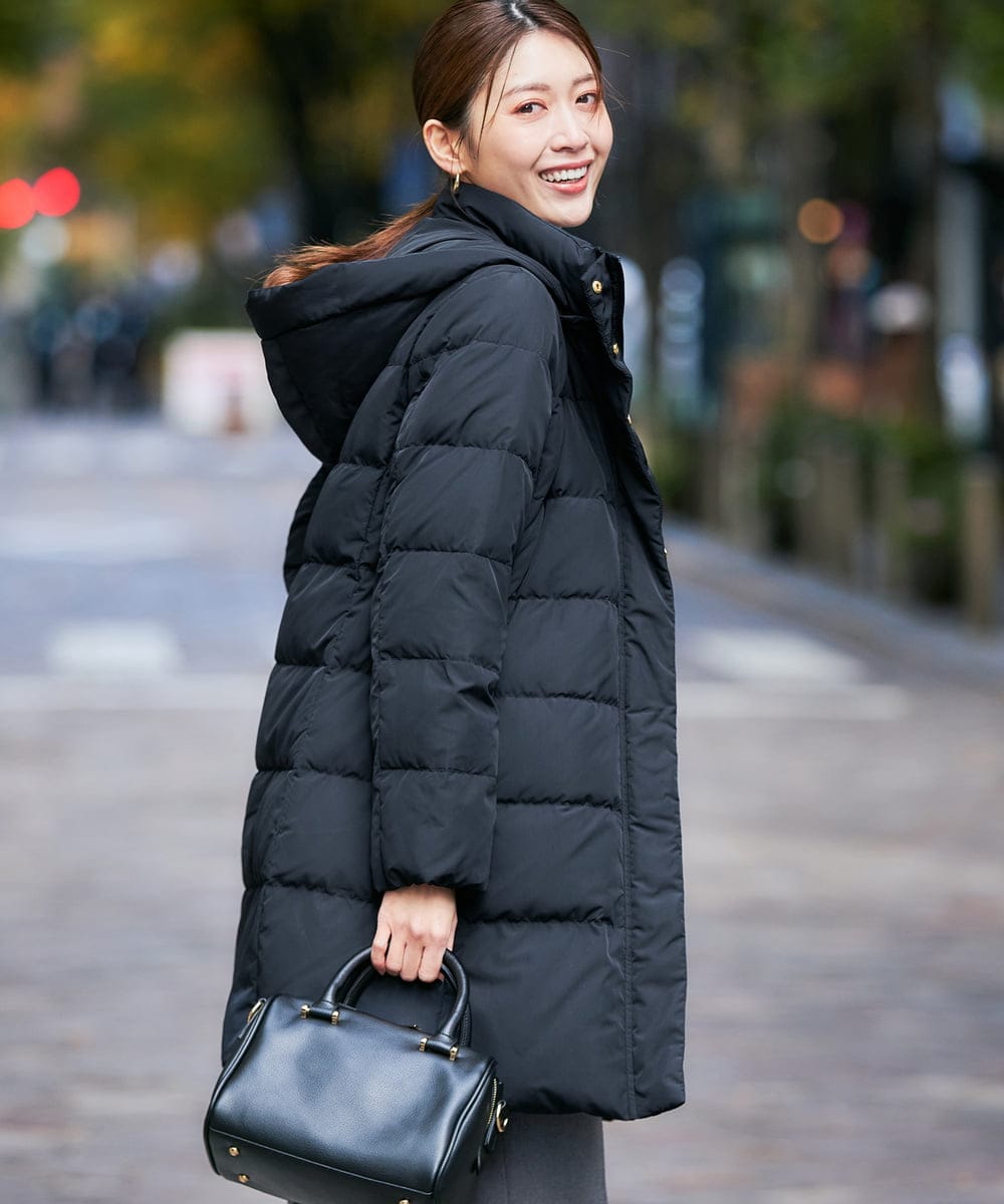 K2UAD10199 a.v.v(アー・ヴェ・ヴェ) フーデッドロングダウンコート ネイビー