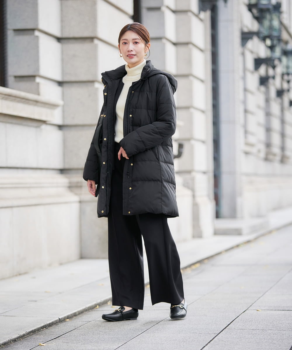 K2UAD10199 a.v.v(アー・ヴェ・ヴェ) フーデッドロングダウンコート ネイビー