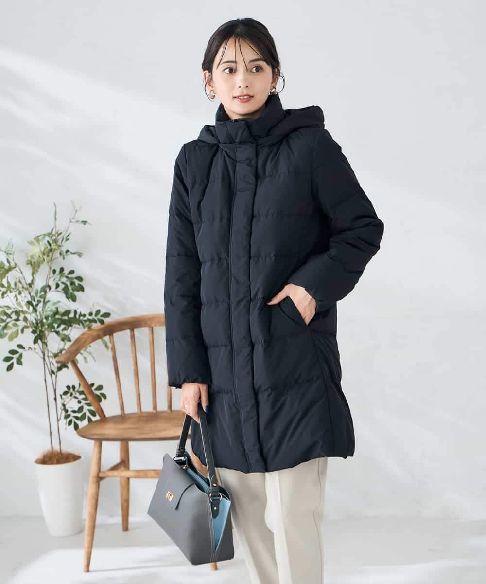 K2UAD10199 a.v.v(アー・ヴェ・ヴェ) フーデッドロングダウンコート ネイビー