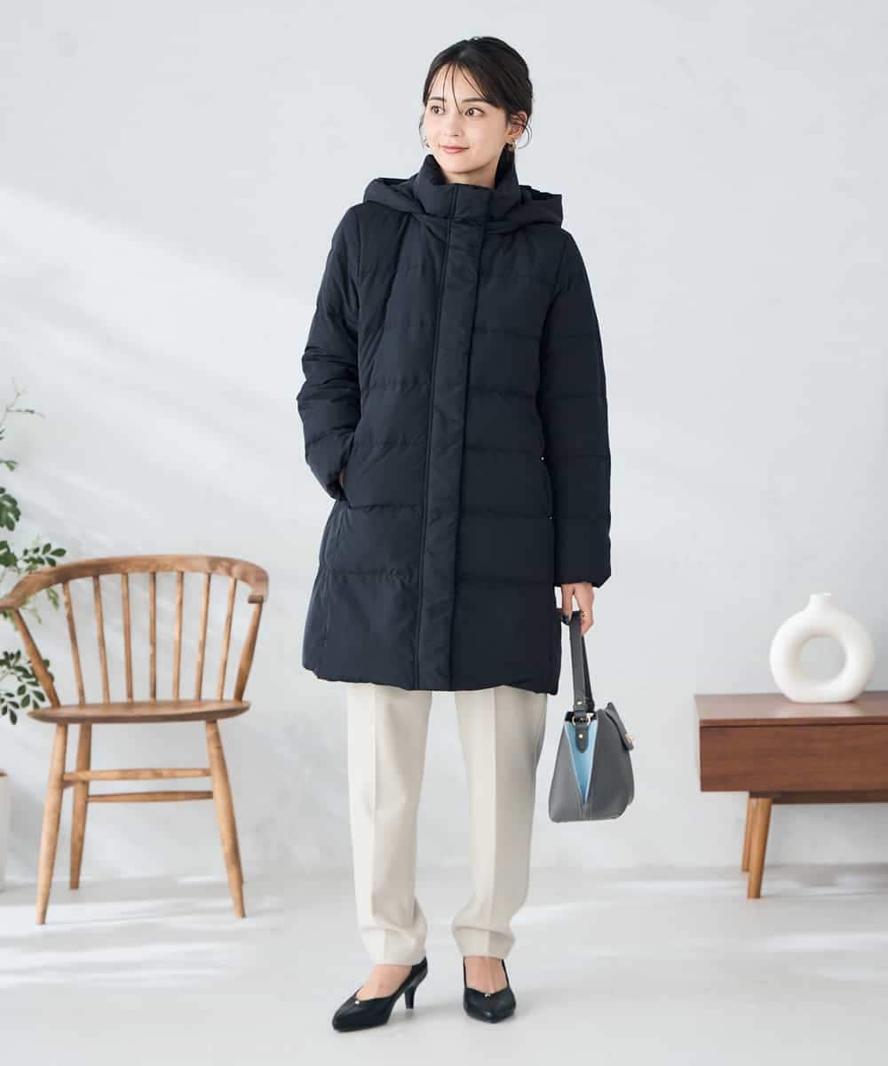 K2UAD10199 a.v.v(アー・ヴェ・ヴェ) フーデッドロングダウンコート ネイビー