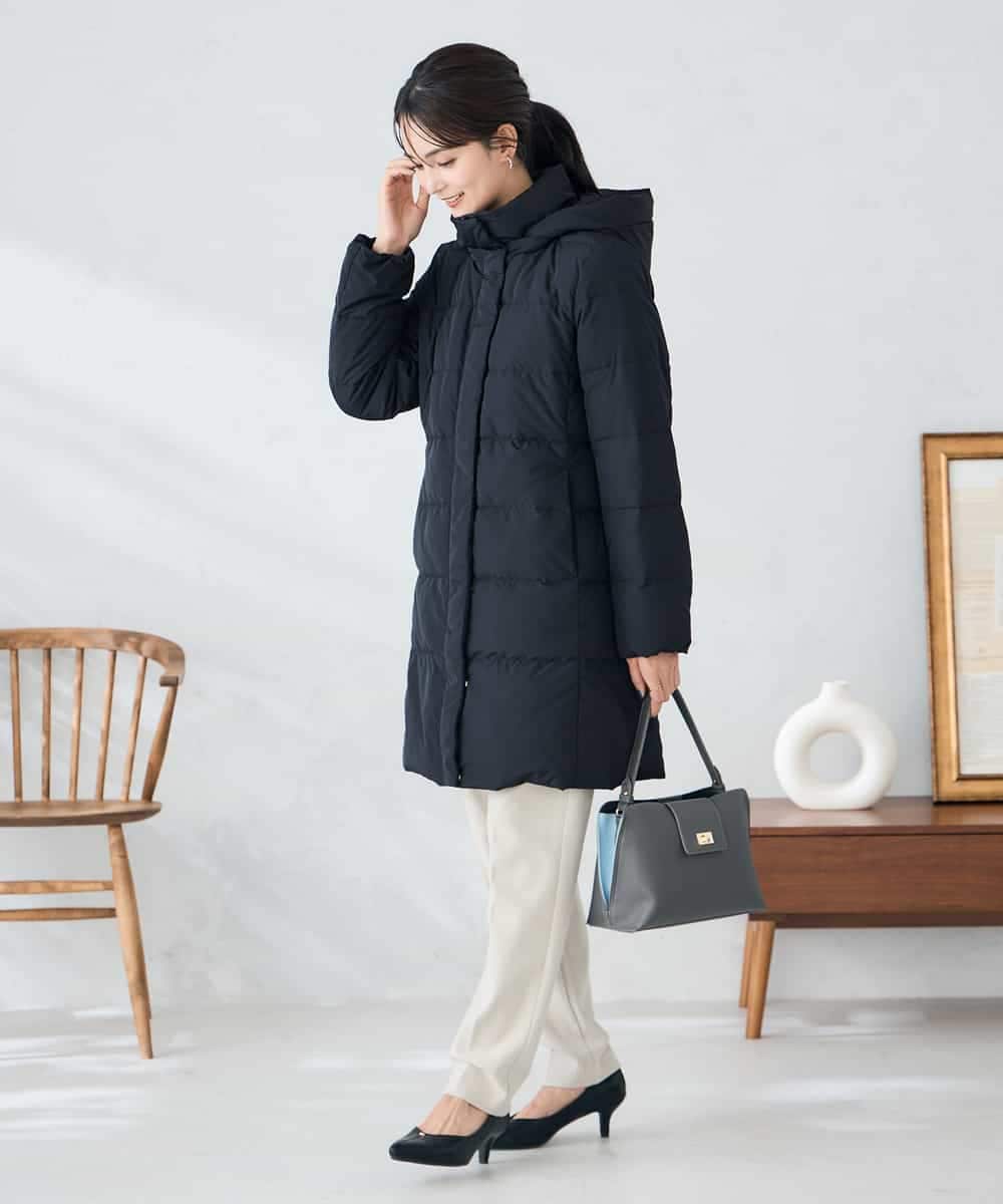 K2UAD10199 a.v.v(アー・ヴェ・ヴェ) フーデッドロングダウンコート ネイビー