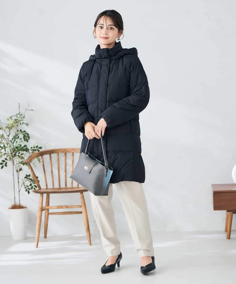 K2UAD10199 a.v.v(アー・ヴェ・ヴェ) フーデッドロングダウンコート ネイビー