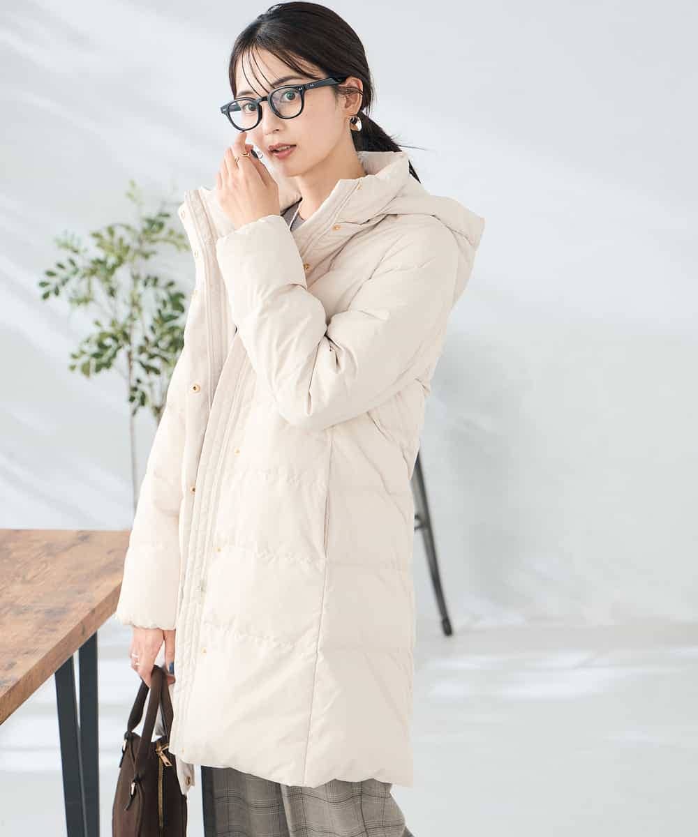 K2UAD10199 a.v.v(アー・ヴェ・ヴェ) フーデッドロングダウンコート ネイビー