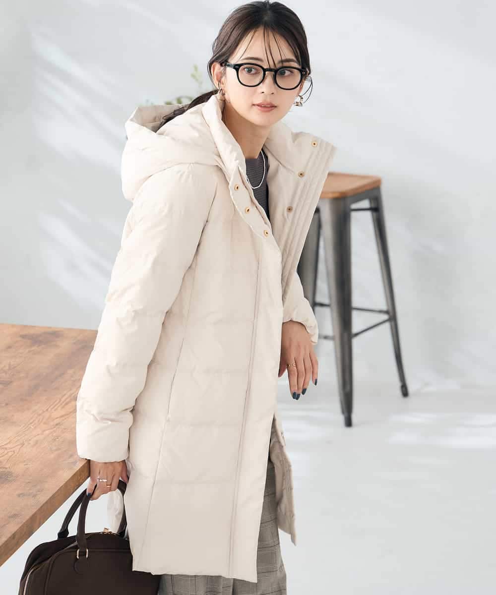 K2UAD10199 a.v.v(アー・ヴェ・ヴェ) フーデッドロングダウンコート ネイビー