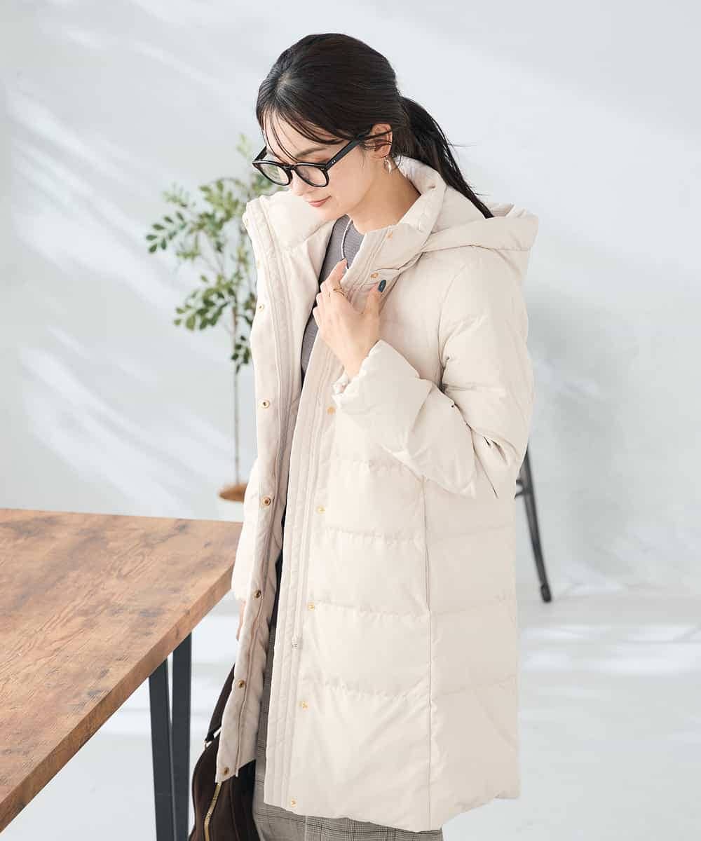 K2UAD10199 a.v.v(アー・ヴェ・ヴェ) フーデッドロングダウンコート ネイビー