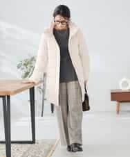 K2UAD10199 a.v.v(アー・ヴェ・ヴェ) フーデッドロングダウンコート ネイビー