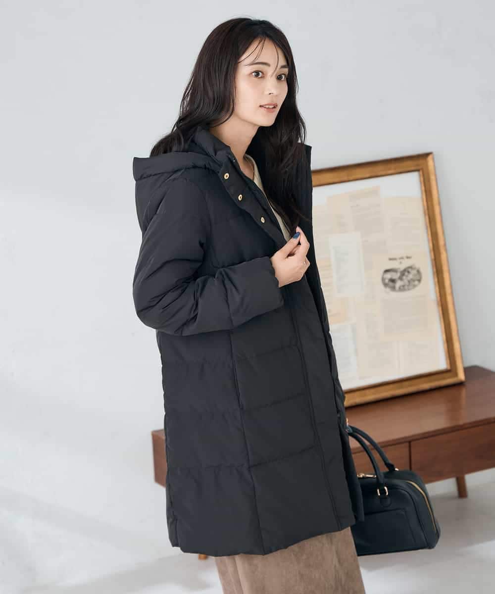 K2UAD10199 a.v.v(アー・ヴェ・ヴェ) フーデッドロングダウンコート ネイビー