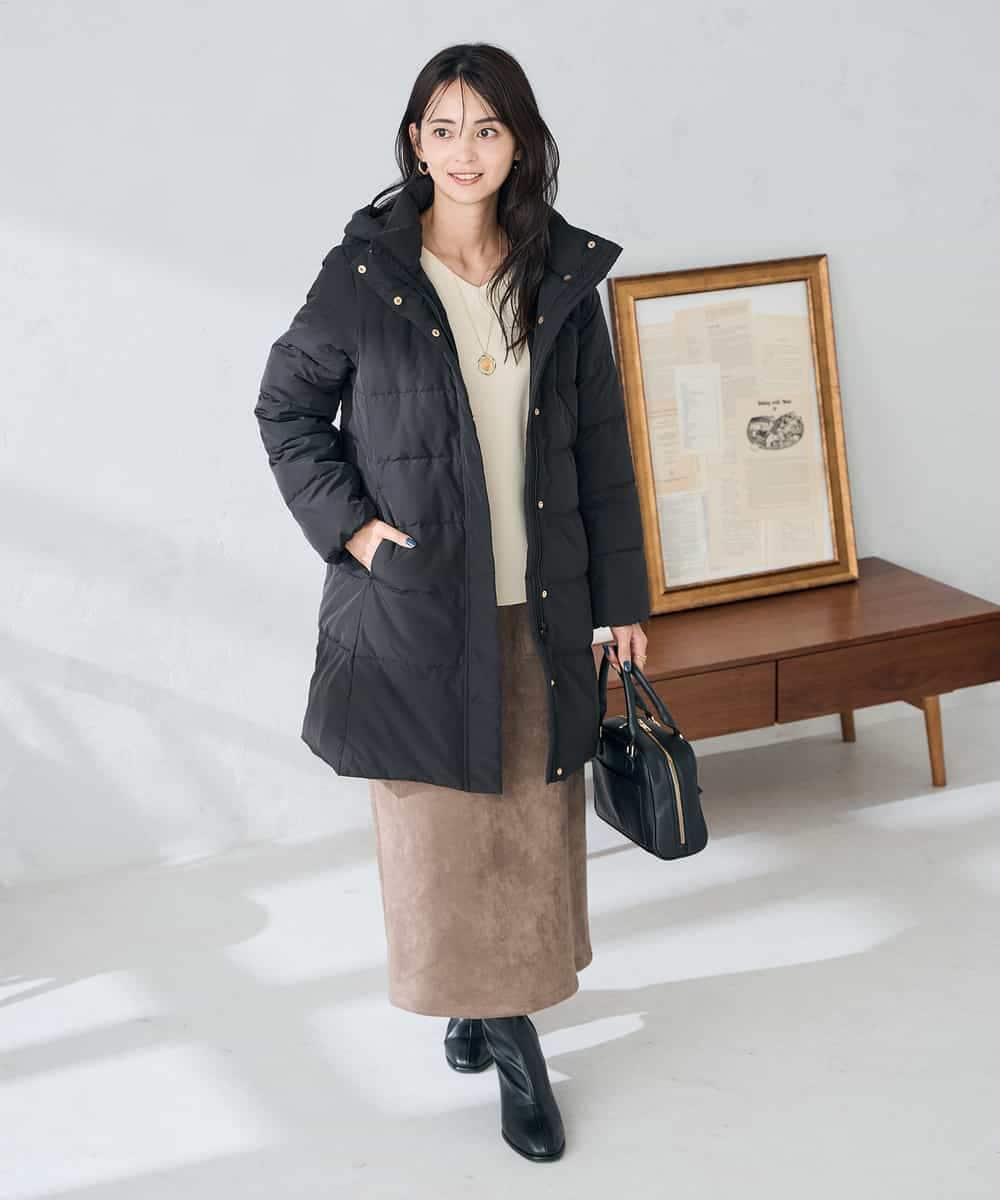 K2UAD10199 a.v.v(アー・ヴェ・ヴェ) フーデッドロングダウンコート ネイビー