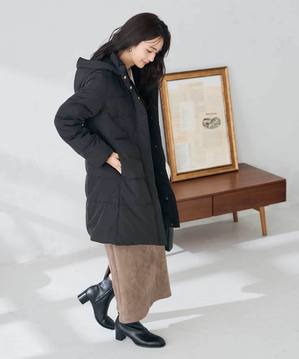 K2UAD10199 a.v.v(アー・ヴェ・ヴェ) フーデッドロングダウンコート ネイビー