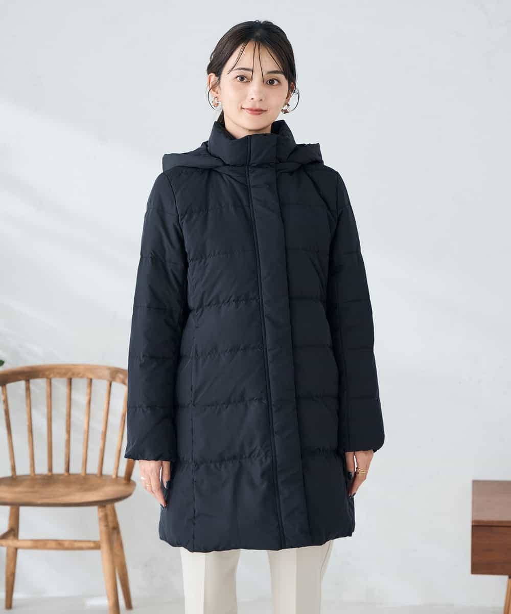 K2UAD10199 a.v.v(アー・ヴェ・ヴェ) フーデッドロングダウンコート ネイビー