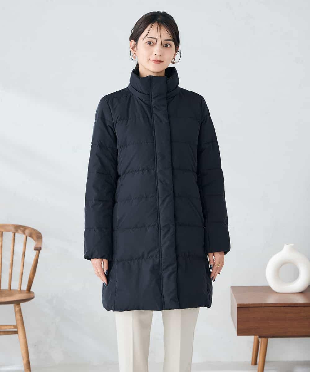 K2UAD10199 a.v.v(アー・ヴェ・ヴェ) フーデッドロングダウンコート ネイビー