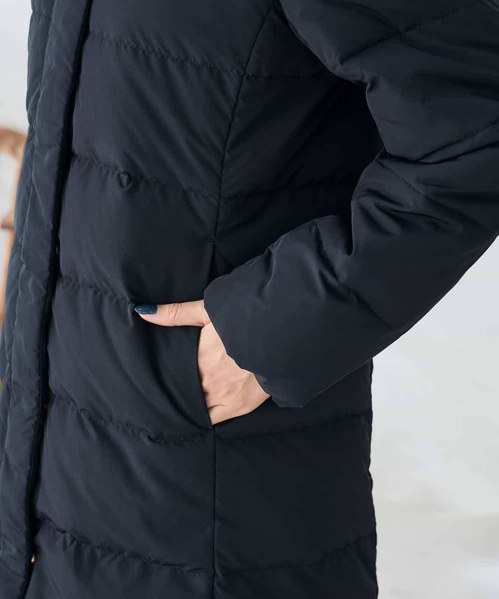 K2UAD10199 a.v.v(アー・ヴェ・ヴェ) フーデッドロングダウンコート ネイビー