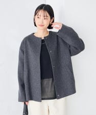 K2UAG02169 a.v.v(アー・ヴェ・ヴェ) ノーカラー Aライン ミドル コート ベージュ