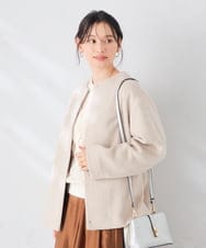 K2UAG02169 a.v.v(アー・ヴェ・ヴェ) ノーカラー Aライン ミドル コート ベージュ