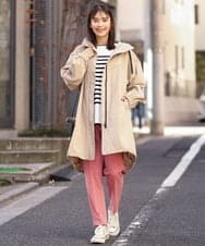 K2UDS04119 a.v.v(アー・ヴェ・ヴェ) 【微撥水】配色フーデッドモッズコート ネイビー