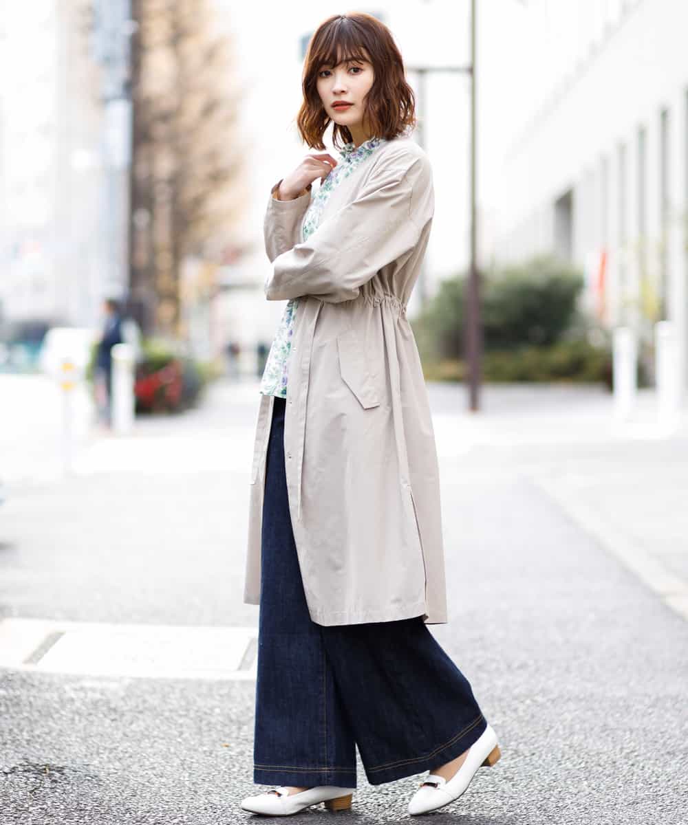 K2UEG04099 a.v.v(アー・ヴェ・ヴェ) Ｖネックライトグログランコート[WEB限定サイズ] カーキ