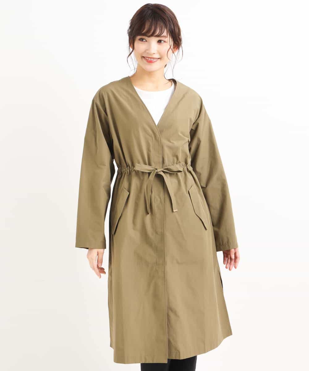 K2UEG04099 a.v.v(アー・ヴェ・ヴェ) Ｖネックライトグログランコート[WEB限定サイズ] カーキ