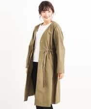 K2UEG04099 a.v.v(アー・ヴェ・ヴェ) Ｖネックライトグログランコート[WEB限定サイズ] カーキ