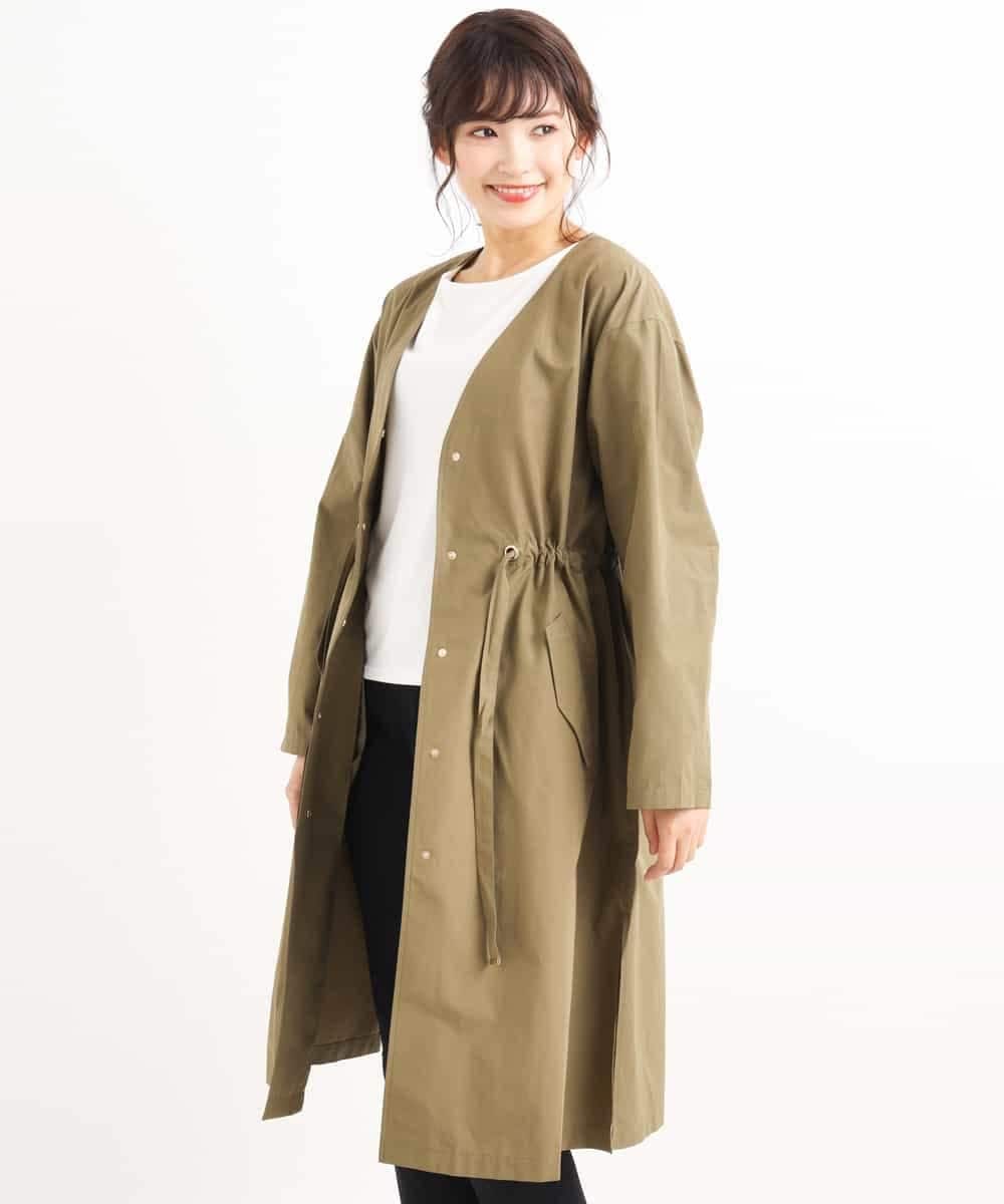 K2UEG04099 a.v.v(アー・ヴェ・ヴェ) Ｖネックライトグログランコート[WEB限定サイズ] カーキ