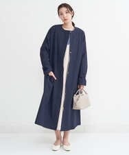 K2UES02099 a.v.v(アー・ヴェ・ヴェ) 【微撥水】ノーカラーライトロングコート ベージュ