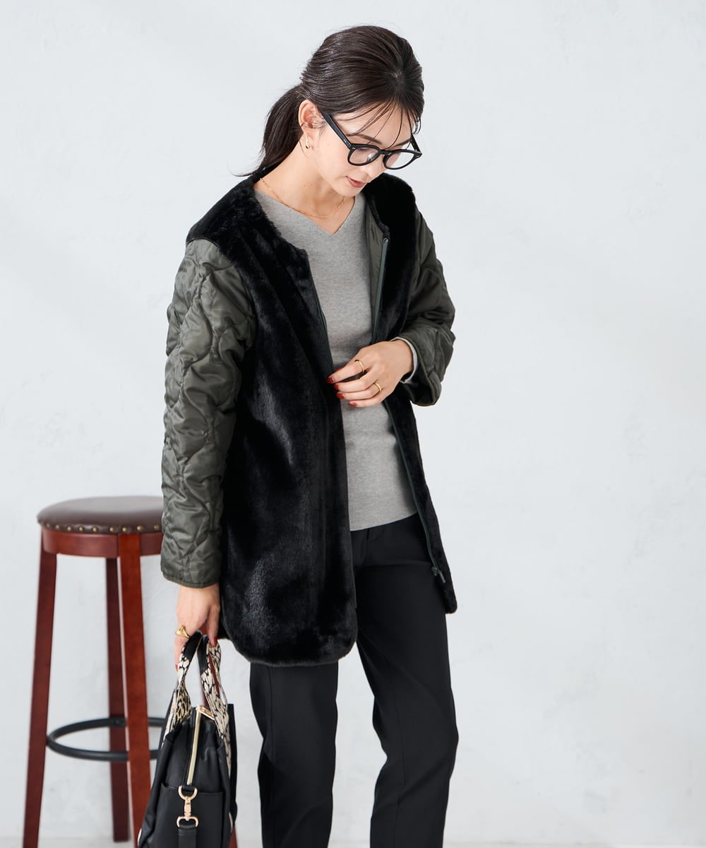 K2UKA12159 a.v.v(アー・ヴェ・ヴェ) ライナー付きモッズコート グリーン