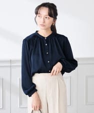 K3BFD04044 a.v.v Elmi(アー・ヴェ・ヴェ) 【低身長サイズ/洗える】サテンギャザーブラウス ピンク