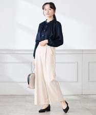 K3BFD04044 a.v.v Elmi(アー・ヴェ・ヴェ) 【低身長サイズ/洗える】サテンギャザーブラウス ピンク