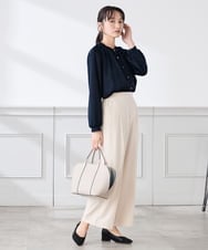 K3BFD04044 a.v.v Elmi(アー・ヴェ・ヴェ) 【低身長サイズ/洗える】サテンギャザーブラウス ピンク