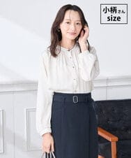 K3BFD04044 a.v.v Elmi(アー・ヴェ・ヴェ) 【低身長サイズ】【洗える】サテンギャザーブラウス ホワイト