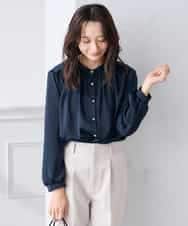 K3BFD04044 a.v.v Elmi(アー・ヴェ・ヴェ) 【低身長サイズ】【洗える】サテンギャザーブラウス ピンク