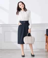 K3BFD04044 a.v.v Elmi(アー・ヴェ・ヴェ) 【低身長サイズ】【洗える】サテンギャザーブラウス ピンク