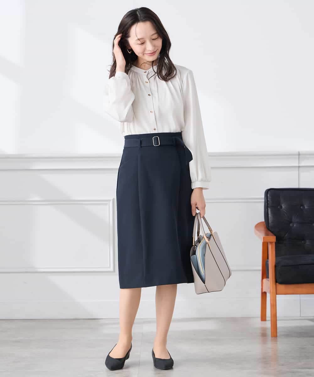 K3BFD04044 a.v.v Elmi(アー・ヴェ・ヴェ) 【低身長サイズ】【洗える】サテンギャザーブラウス ピンク