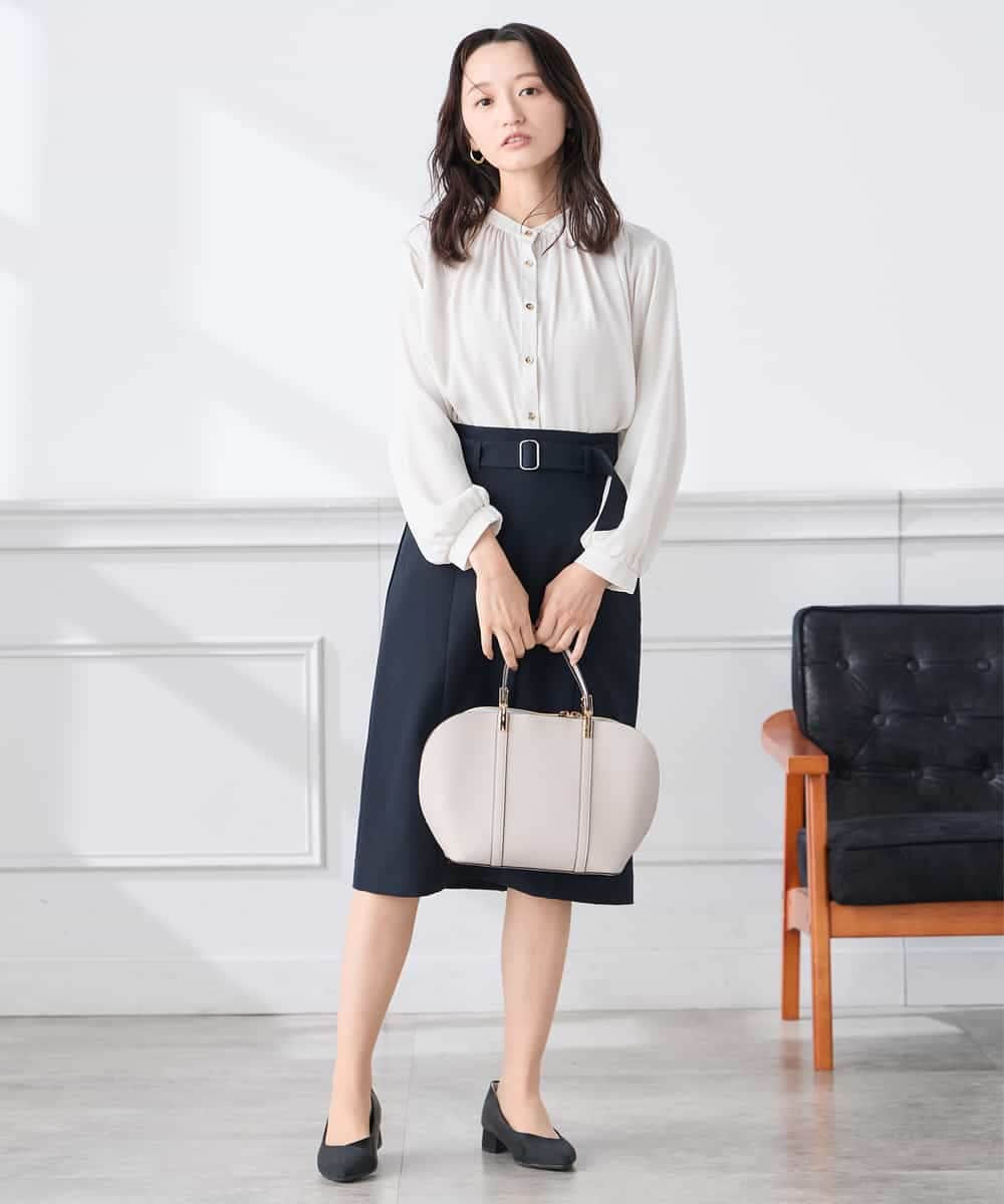 K3BFD04044 a.v.v Elmi(アー・ヴェ・ヴェ) 【低身長サイズ】【洗える】サテンギャザーブラウス ピンク