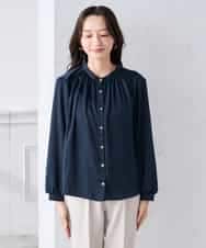 K3BFD04044 a.v.v Elmi(アー・ヴェ・ヴェ) 【低身長サイズ】【洗える】サテンギャザーブラウス ピンク