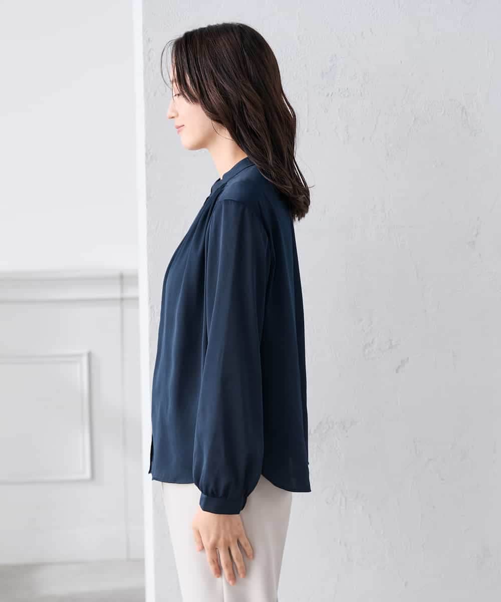 K3BFD04044 a.v.v Elmi(アー・ヴェ・ヴェ) 【低身長サイズ】【洗える】サテンギャザーブラウス ピンク