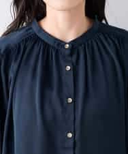 K3BFD04044 a.v.v Elmi(アー・ヴェ・ヴェ) 【低身長サイズ】【洗える】サテンギャザーブラウス ピンク