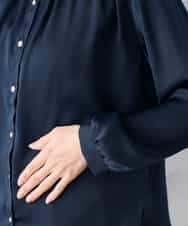 K3BFD04044 a.v.v Elmi(アー・ヴェ・ヴェ) 【低身長サイズ】【洗える】サテンギャザーブラウス ピンク