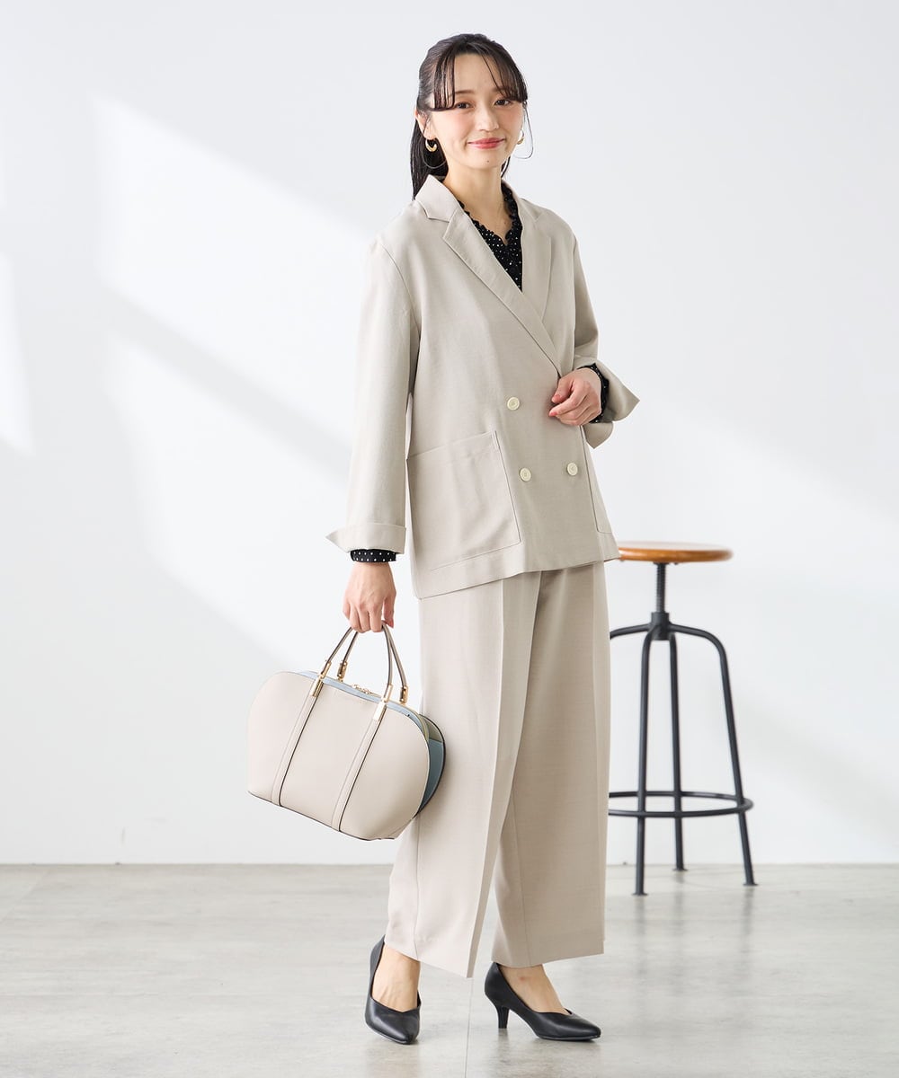 K3BFD25049 a.v.v Elmi(アー・ヴェ・ヴェ) 【低身長サイズ】フリルVネックドット柄ブラウス ホワイト