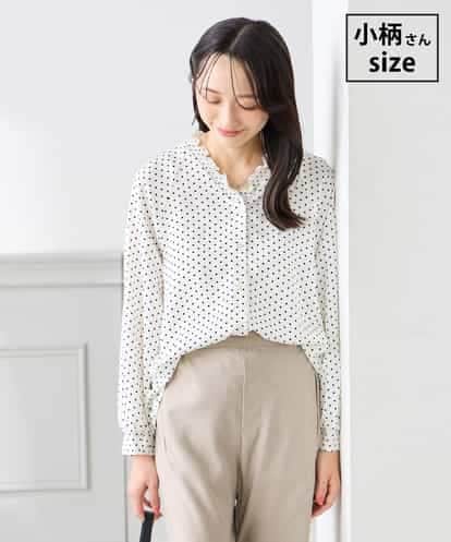K3BFD25049 a.v.v Elmi 【低身長サイズ】フリルVネックドット柄ブラウス