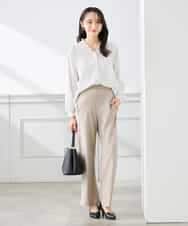 K3BFD25049 a.v.v Elmi(アー・ヴェ・ヴェ) 【低身長サイズ】フリルVネックドット柄ブラウス ホワイト