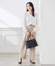 K3BFD25049 a.v.v Elmi(アー・ヴェ・ヴェ) 【低身長サイズ】フリルVネックドット柄ブラウス ホワイト