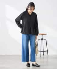 K3BFD25049 a.v.v Elmi(アー・ヴェ・ヴェ) 【低身長サイズ】フリルVネックドット柄ブラウス ホワイト