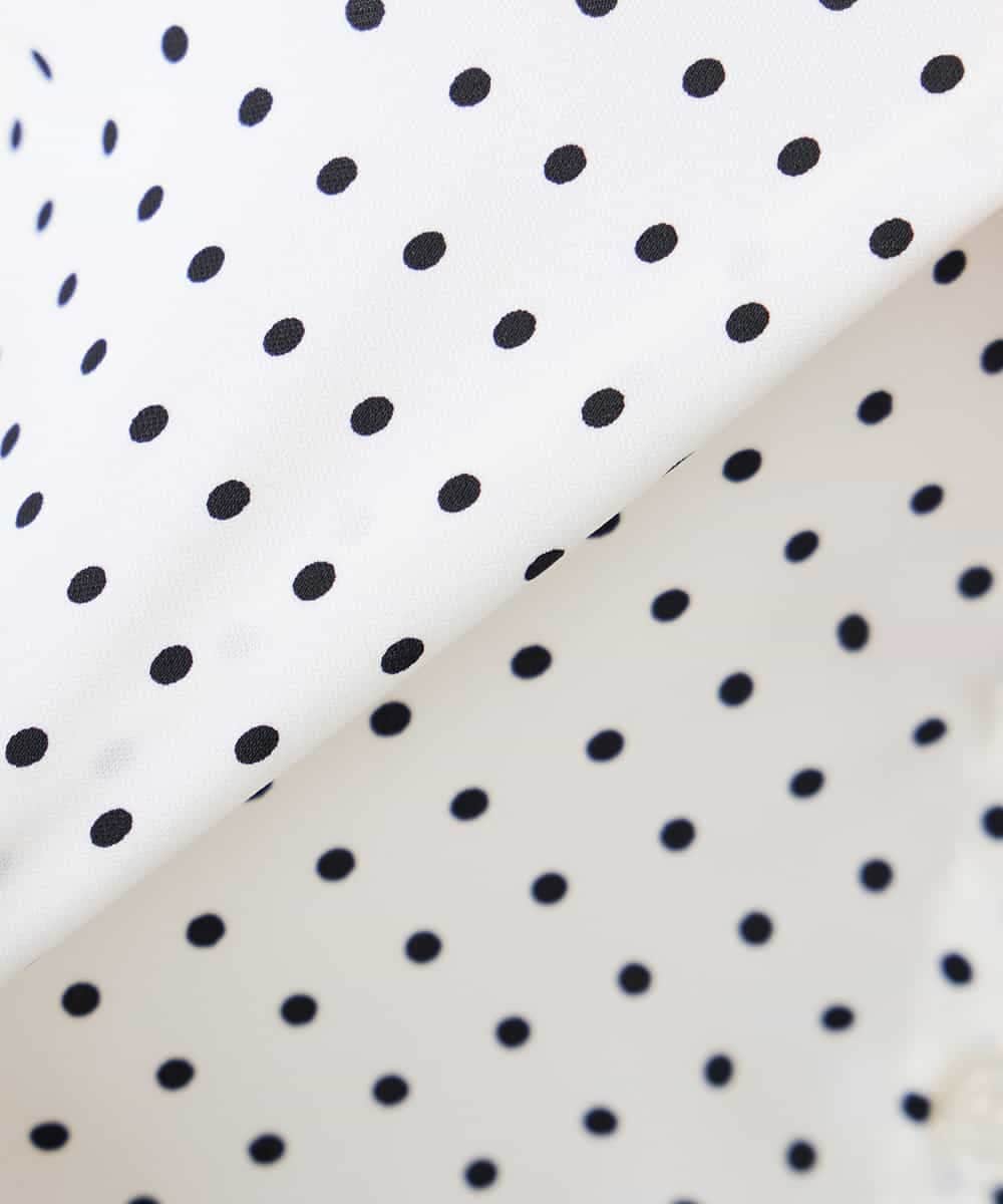 K3BFD25049 a.v.v Elmi(アー・ヴェ・ヴェ) 【低身長サイズ】フリルVネックドット柄ブラウス ホワイト