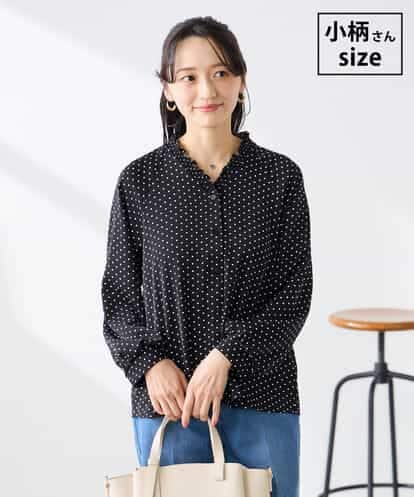 K3BFD25049 a.v.v Elmi 【低身長サイズ】フリルVネックドット柄ブラウス