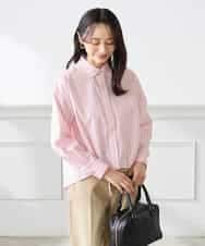 K3BFD28049 a.v.v Elmi(アー・ヴェ・ヴェ) 【低身長サイズ】ストライプ柄クロップドシャツ ピンク