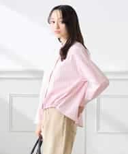 K3BFD28049 a.v.v Elmi(アー・ヴェ・ヴェ) 【低身長サイズ】ストライプ柄クロップドシャツ ピンク